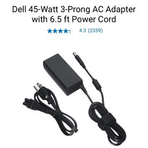 Dell 45-Watt 3-Prong AC Adapter with 6.5 ft Power Cord⚡️